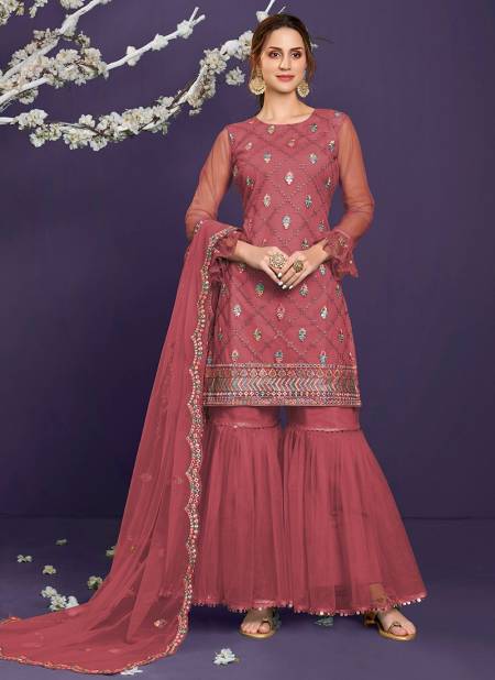 Dark Pink Colour Latest Heavy Festive Wear Butterfly Net With Embroidered Sharara Collection 2023-C